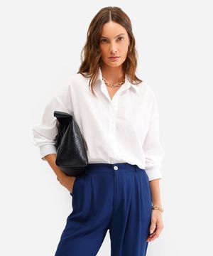 camisa oversized feminina de algodão off white