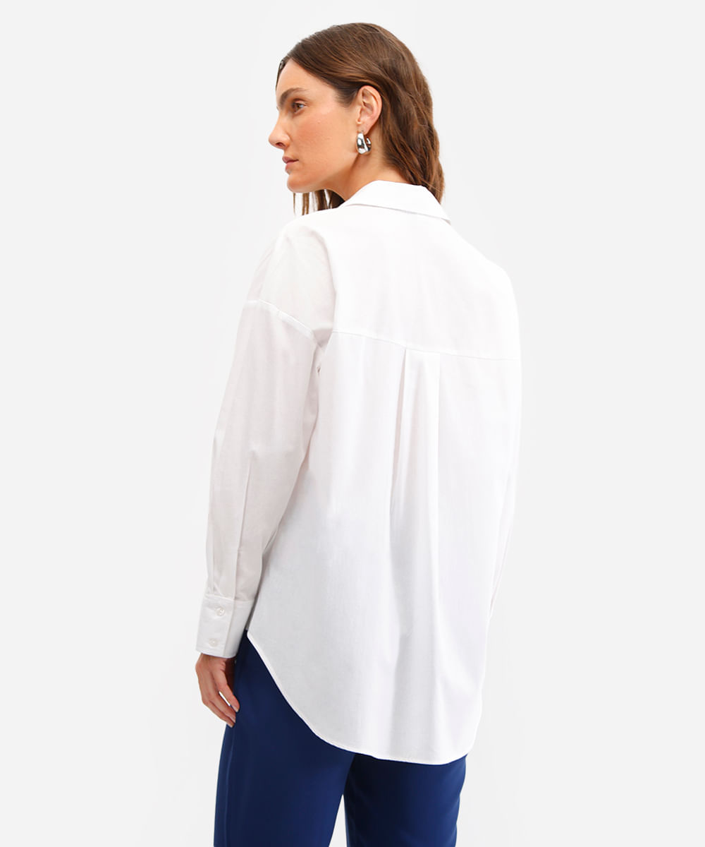 camisa oversized feminina de algodão off white