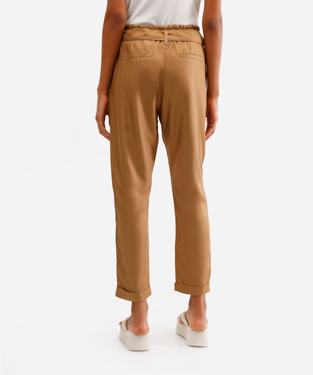 calça clochard feminina de viscose bege