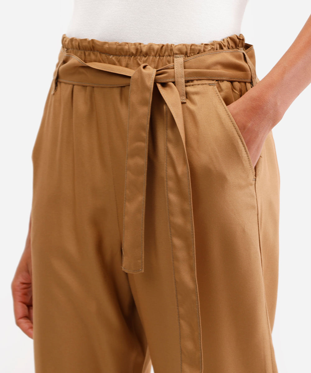 calça clochard feminina de viscose bege