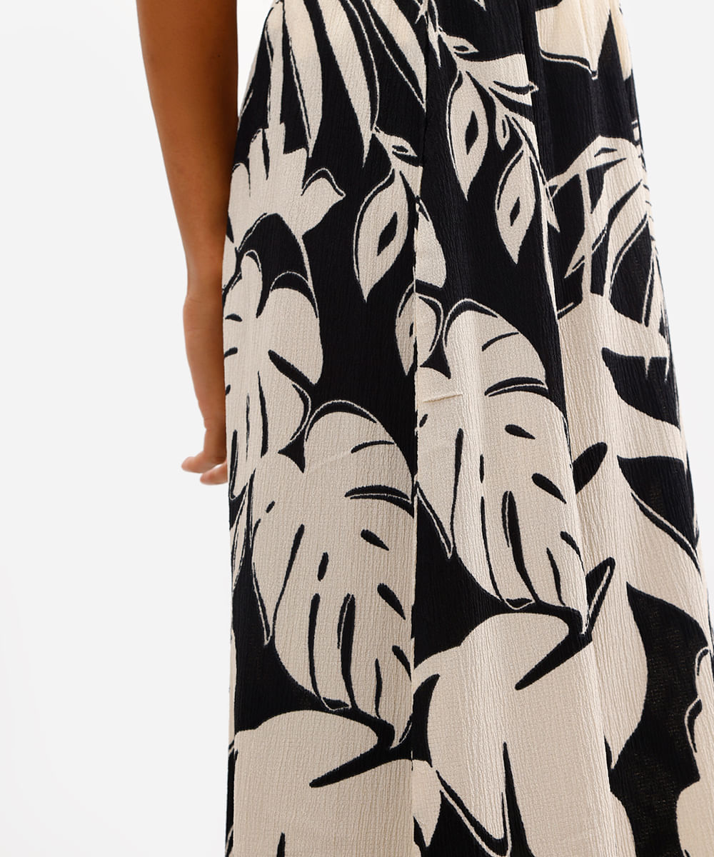 saia midi feminina texturizada folhagens bege