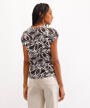 blusa feminina de viscose estampada marrom