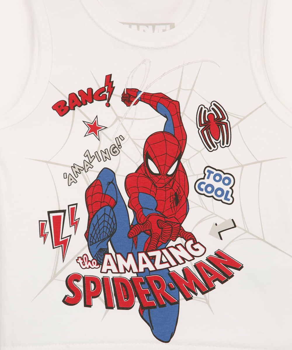 conjunto infantil curto homem aranha off white