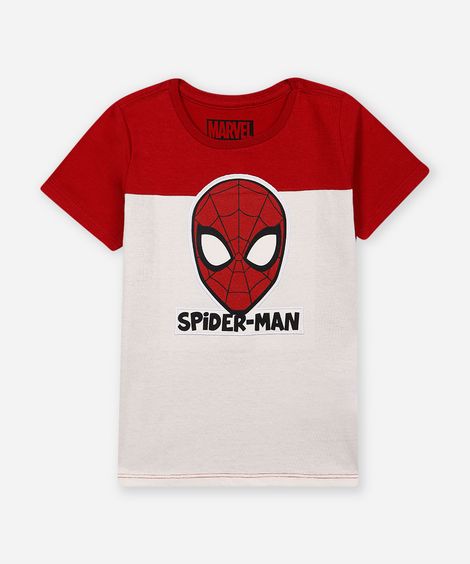 camiseta de algodão infantil homem aranha bicolor vermelha