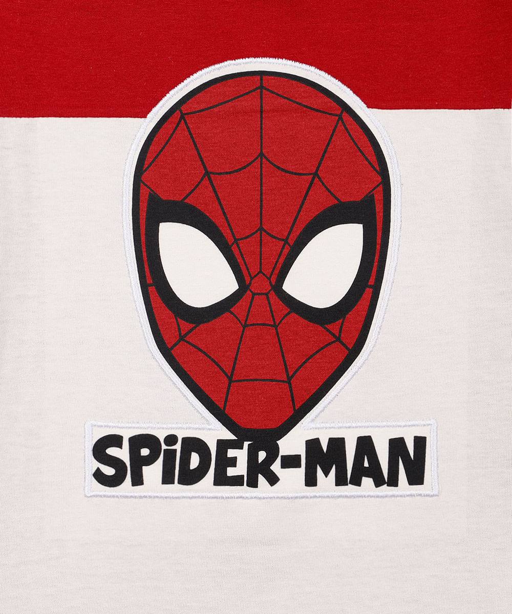 camiseta de algodão infantil homem aranha bicolor vermelha