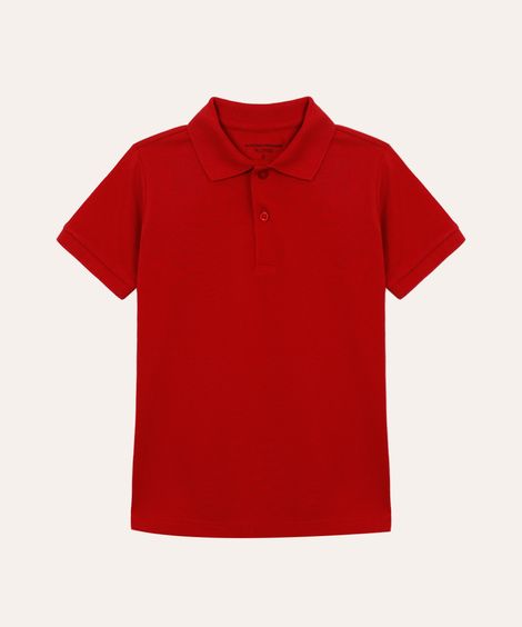polo de algodão infantil manga curta vermelho
