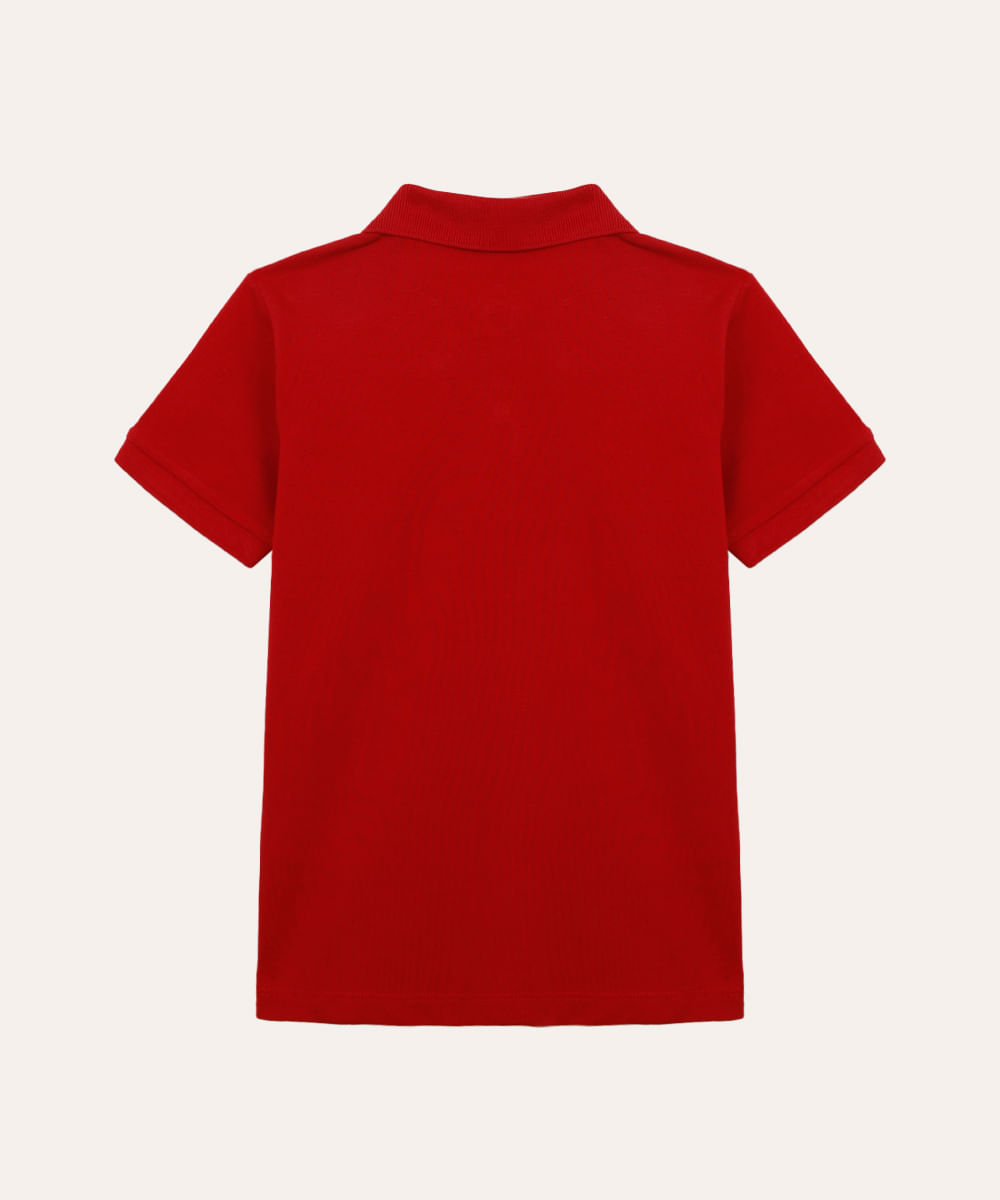 polo de algodão infantil manga curta vermelho