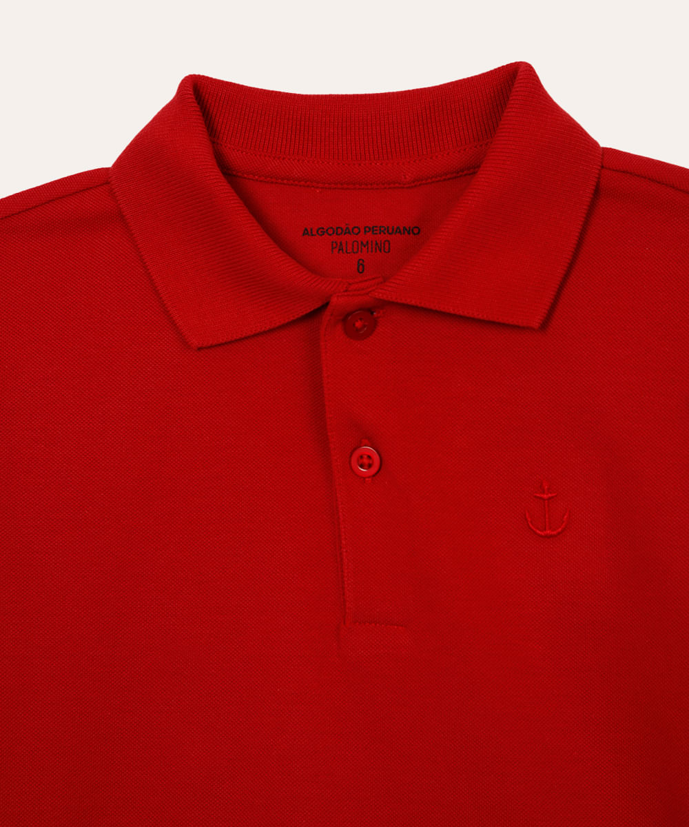 polo de algodão infantil manga curta vermelho