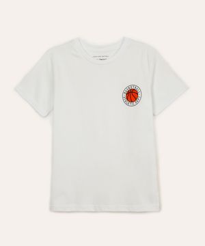 camiseta de algodão infantil basquete off white