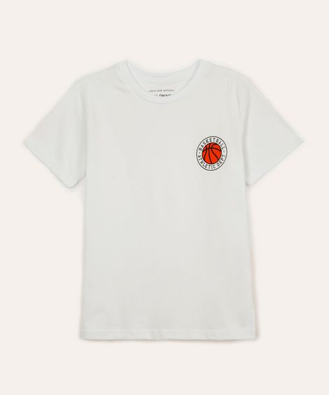 camiseta de algodão infantil basquete off white