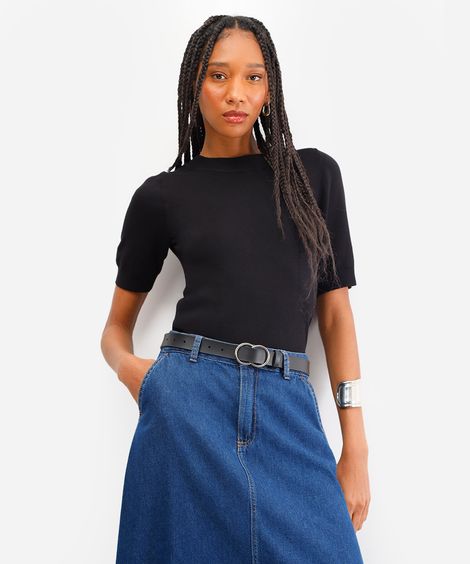 blusa feminina de tricot preta