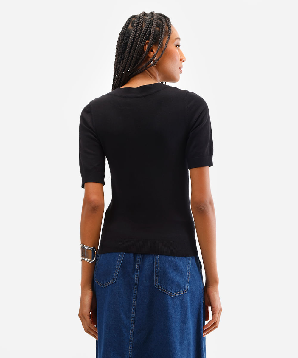 blusa feminina de tricot preta