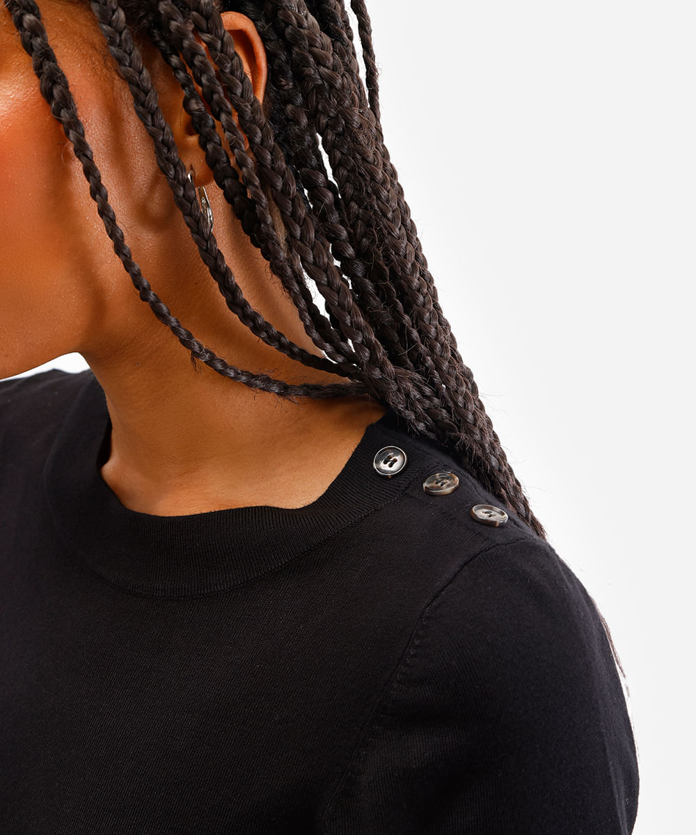 blusa feminina de tricot preta