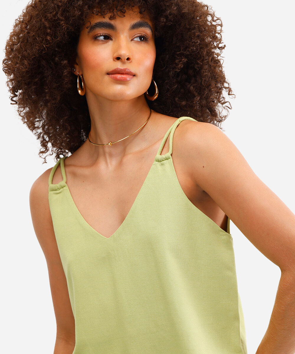 blusa com linho decote v verde
