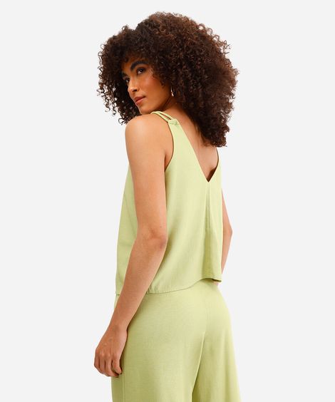 blusa com linho decote v verde