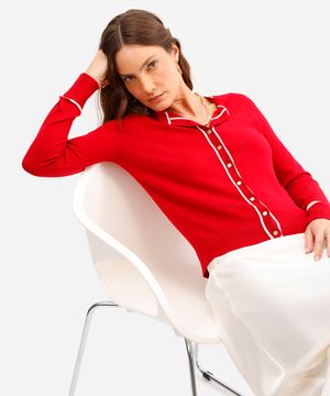 cardigan feminino de tricot vermelho