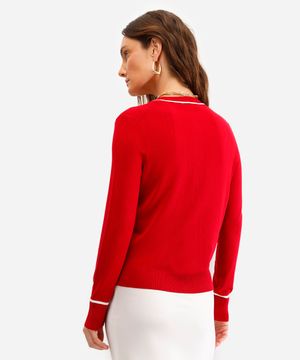 cardigan feminino de tricot vermelho