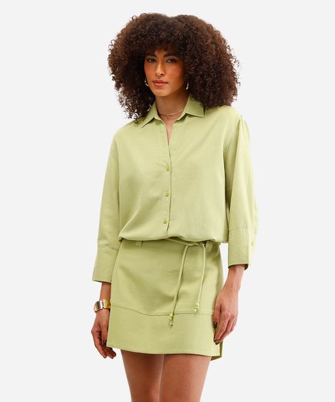 camisa com linho  verde