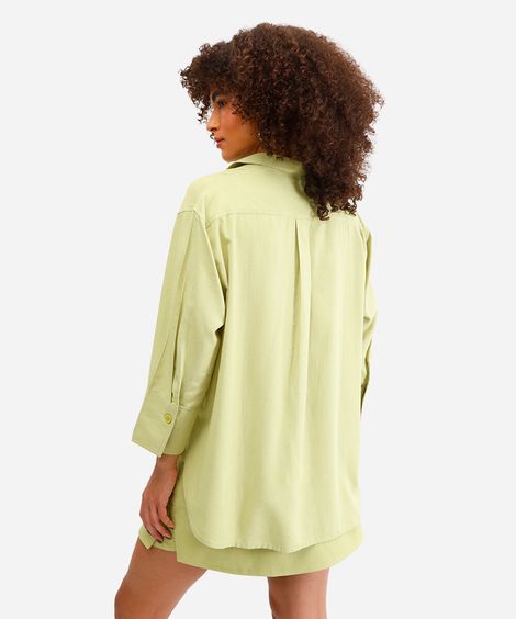 camisa com linho  verde