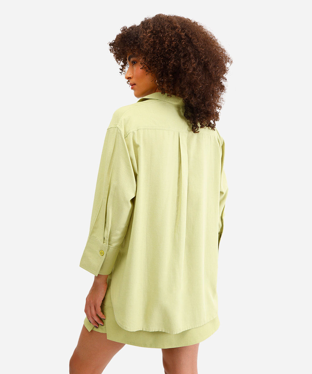 camisa com linho  verde