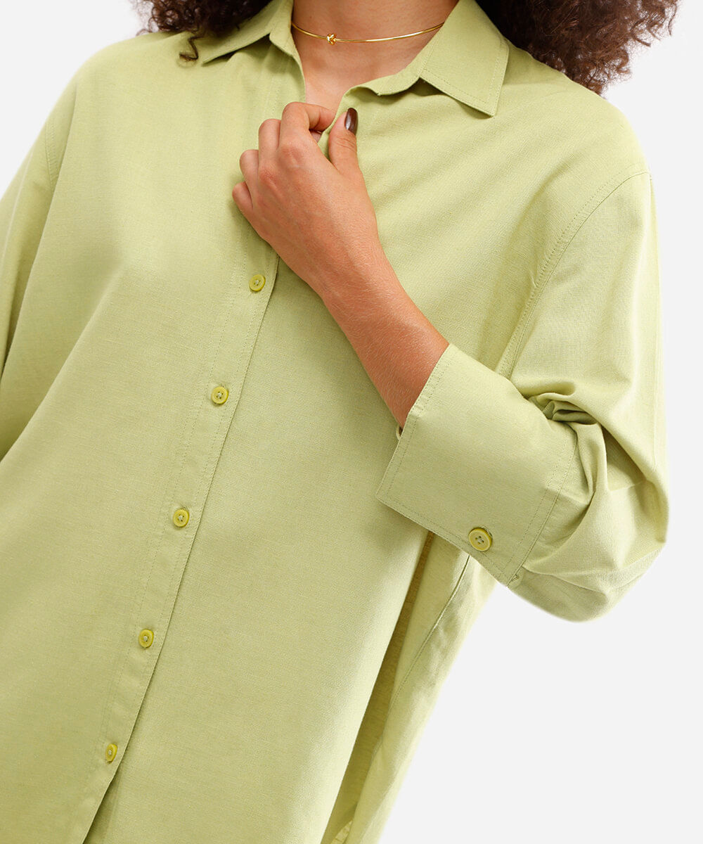 camisa com linho  verde