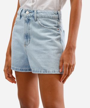 short feminino jeans destroyed azul