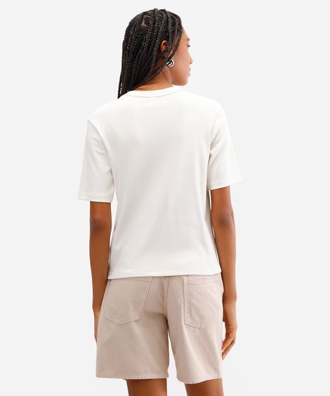 camiseta básica feminina de algodão peruano interlock off white