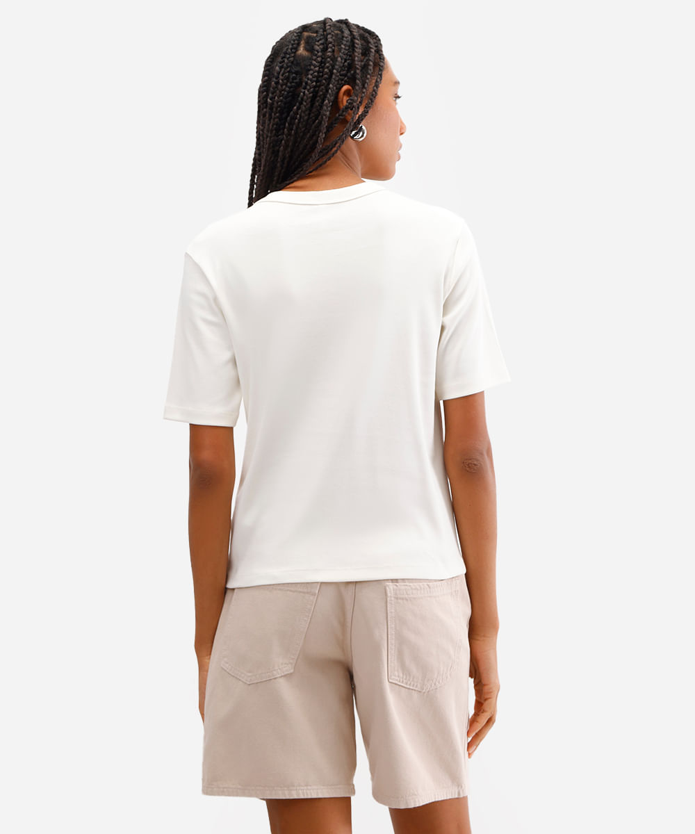 camiseta básica feminina de algodão peruano interlock off white