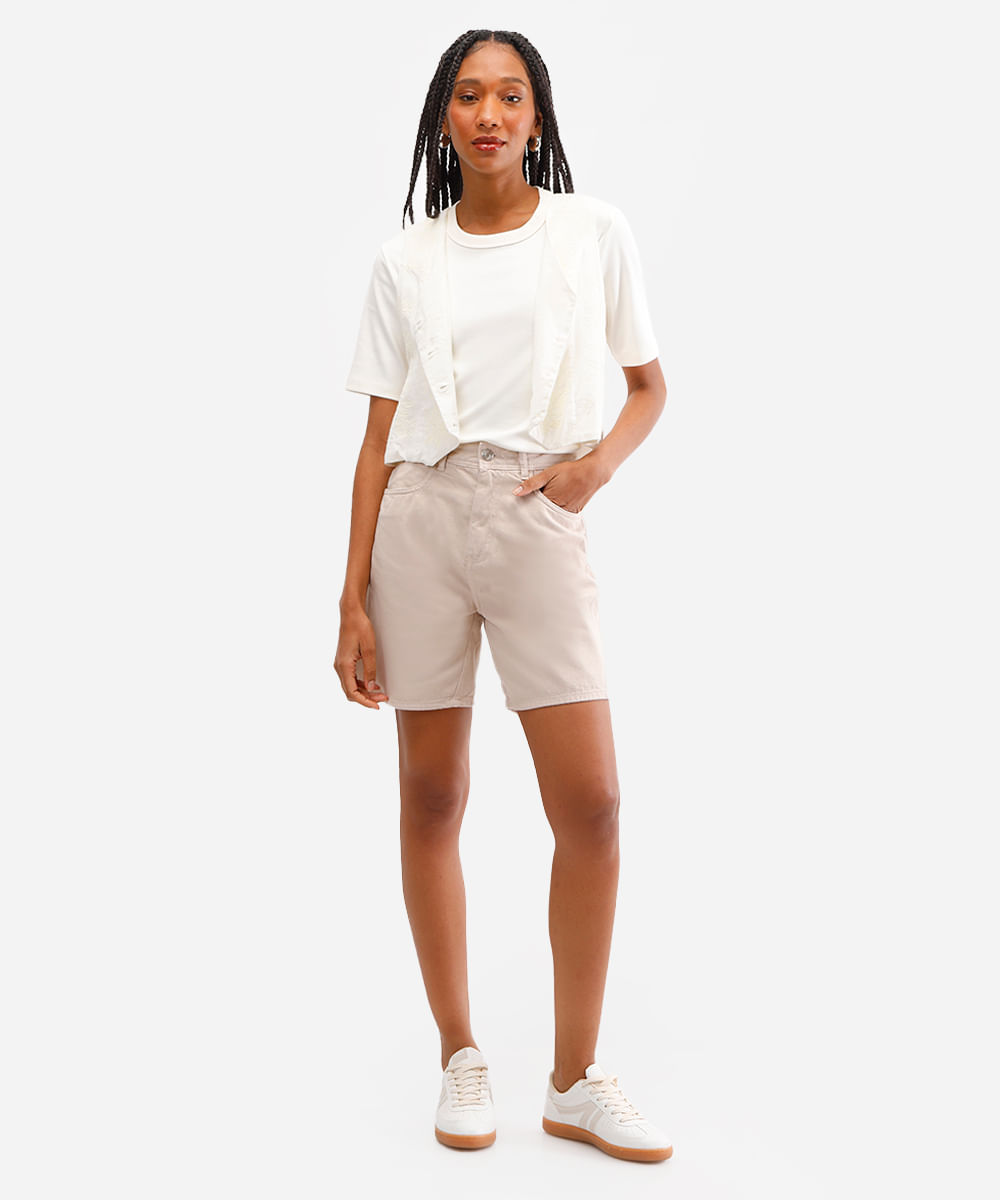 camiseta básica feminina de algodão peruano interlock off white