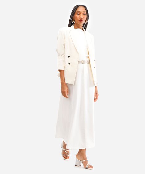 saia midi feminina com cinto off white