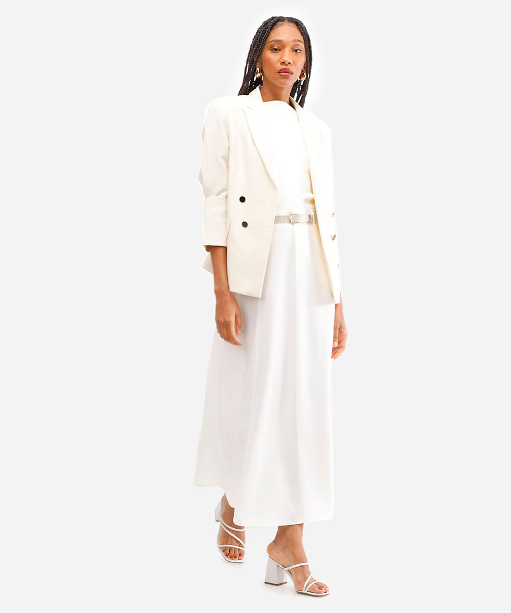 saia midi feminina com cinto off white