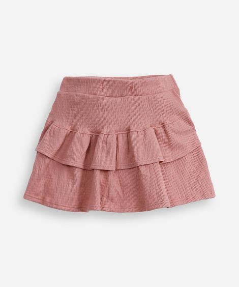 short saia curto infantil com babado rosa