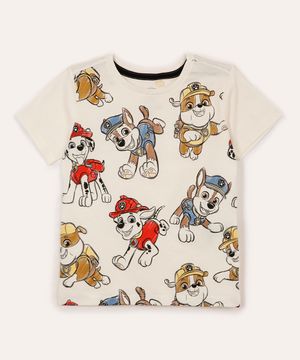camiseta de algodão infantil patrulha canina off white