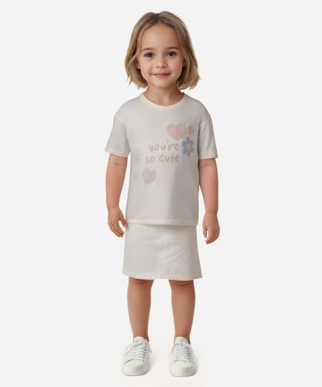 camiseta de algodão infantil manga curta you are so cute off white