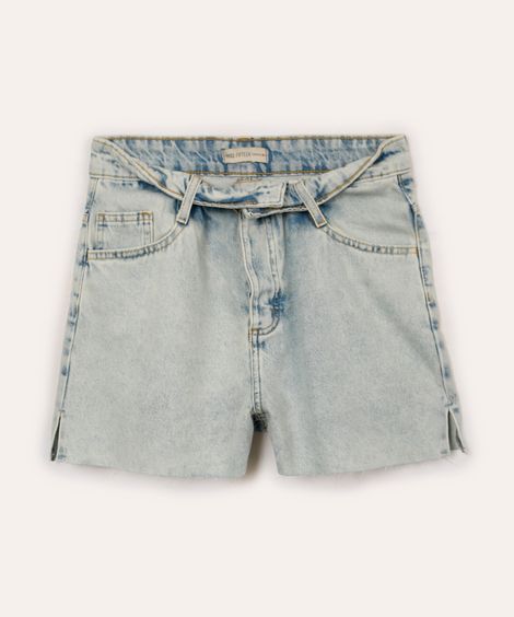 short mom jeans juvenil cós virado azul