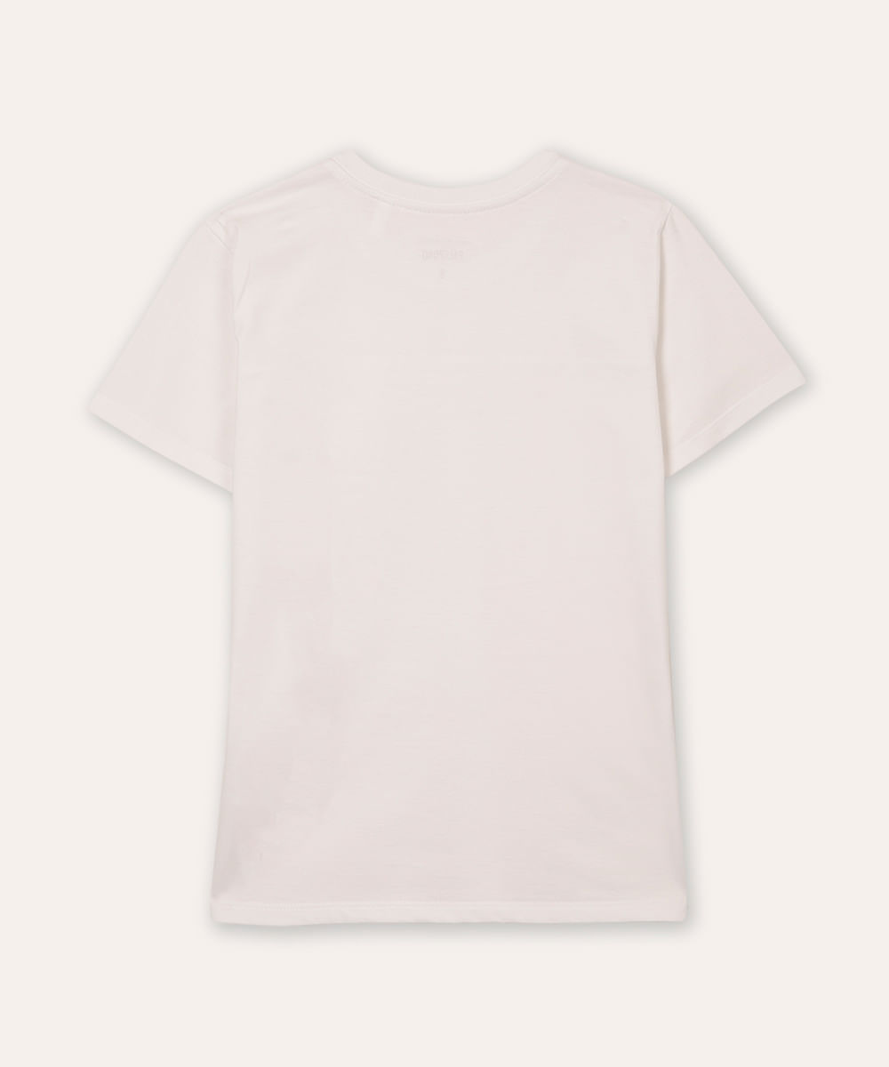 camiseta de algodão infantil com bolso texturizada off white