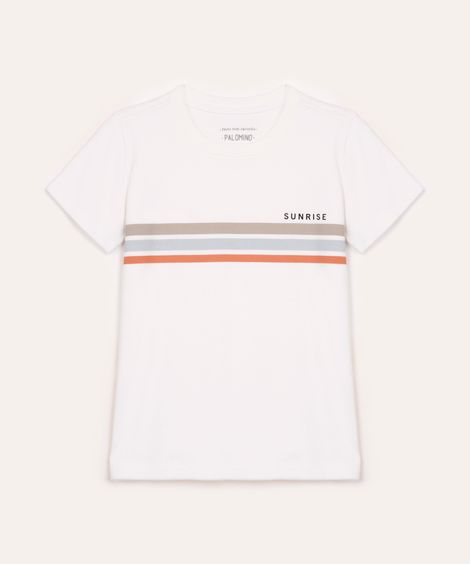 camiseta de algodão infantil sunrise listras off white