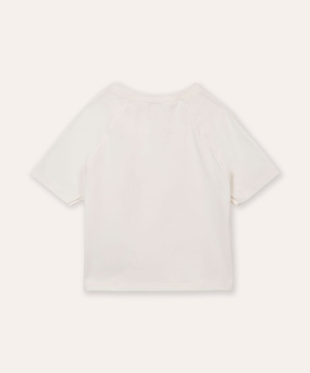 cropped de algodão juvenil manga raglan off white
