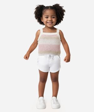 cropped de tricot infantil listrado colorido