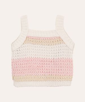 cropped de tricot infantil listrado colorido