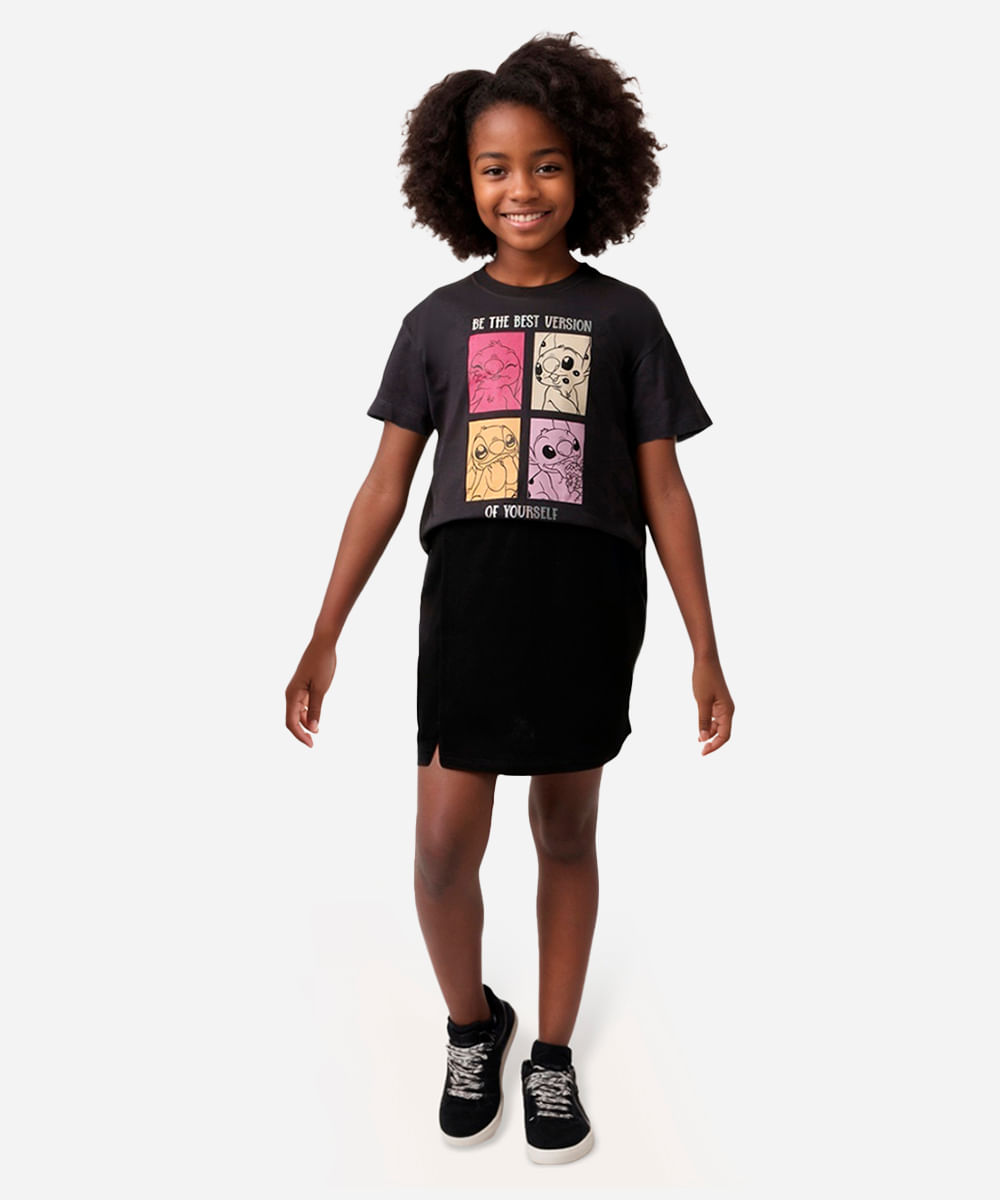 cropped de algodão juvenil stitch cinza