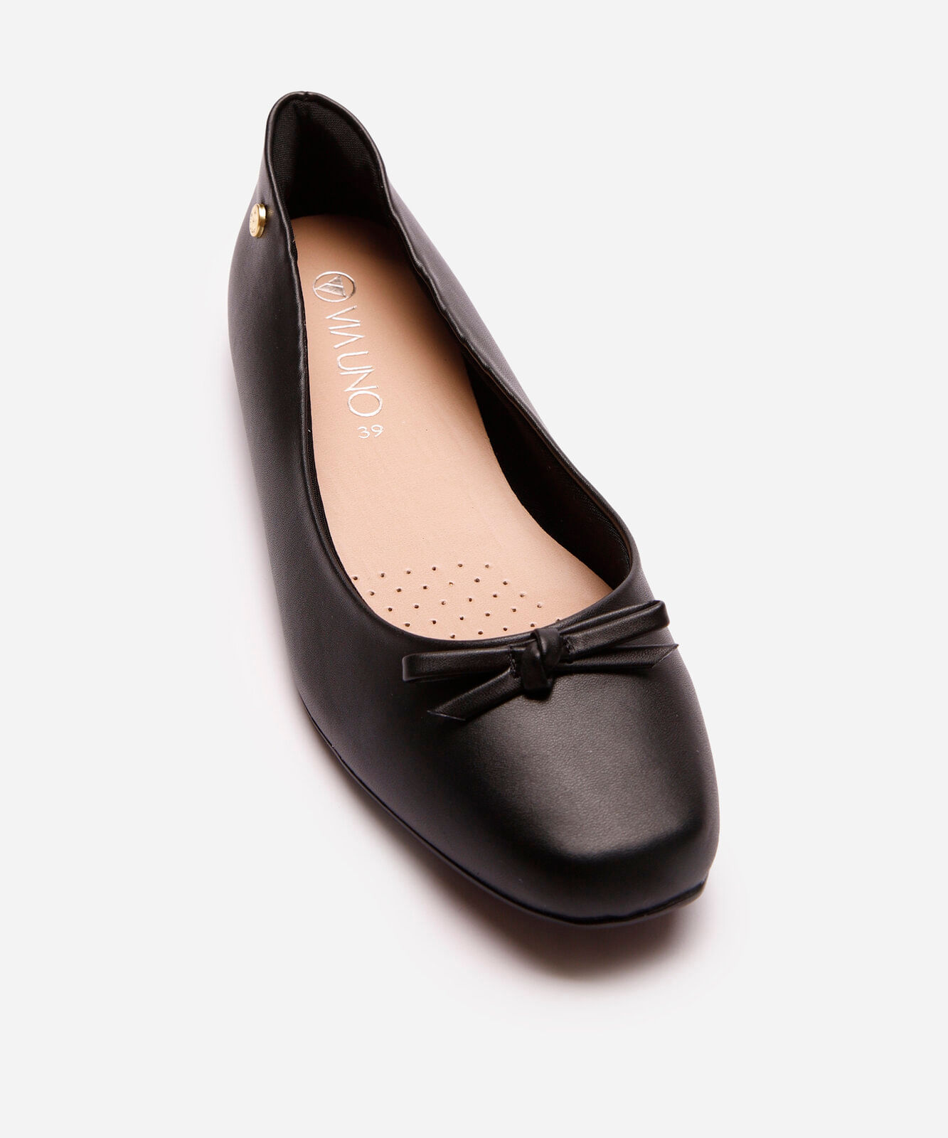 Sapatilha Feminina Via Uno Bico Quadrado com Laço Preta