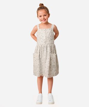 vestido infantil texturizado estrelas off white