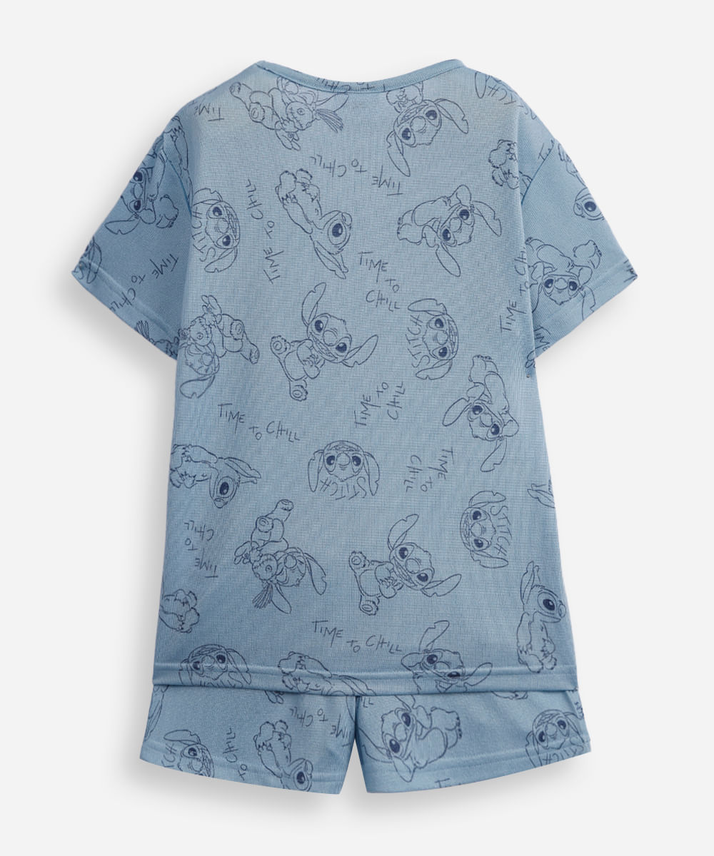 pijama infantil curto time to chill stitch azul