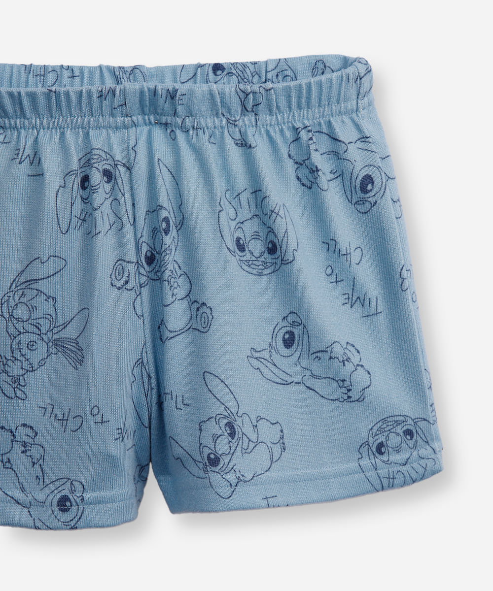 pijama infantil curto time to chill stitch azul