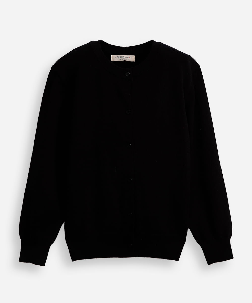 cardigan de algodão infantil canelado preto