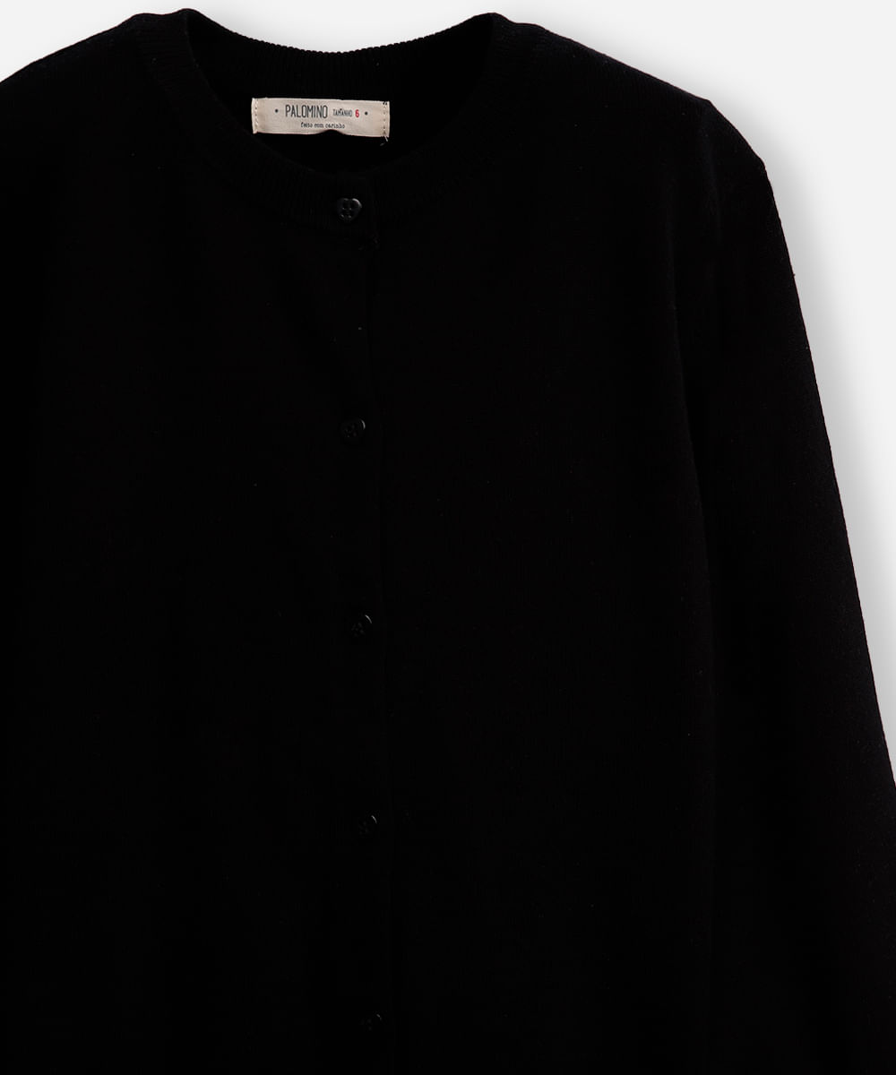 cardigan de algodão infantil canelado preto