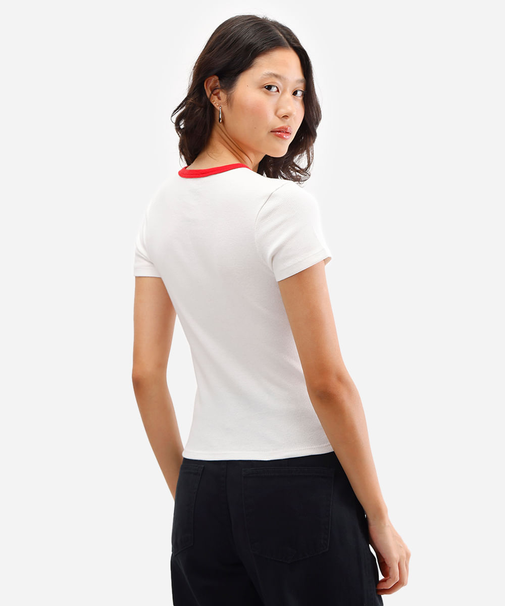 blusa feminina de algodão mickey canelada off white