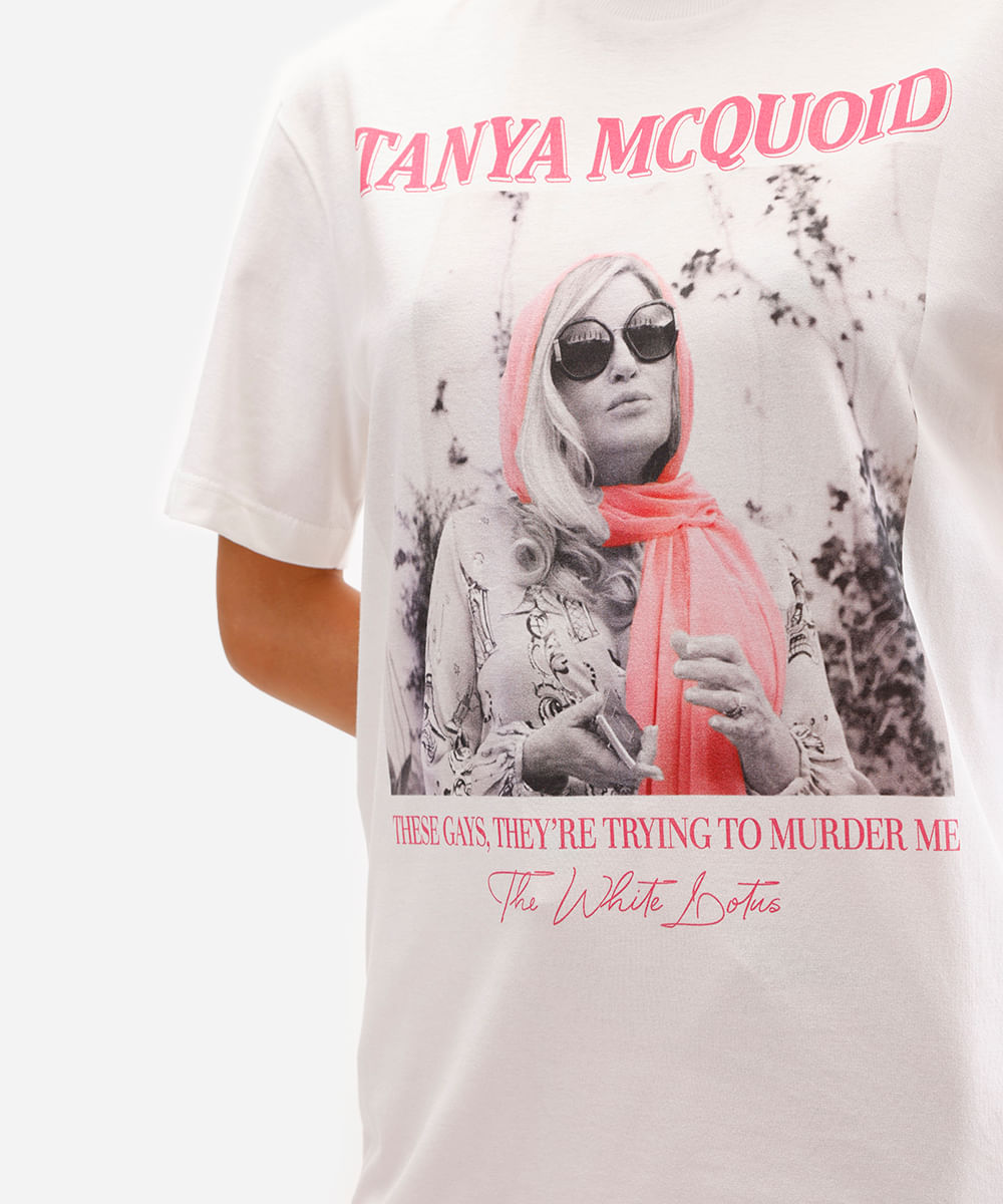 camiseta feminina de algodão the white lotus off white