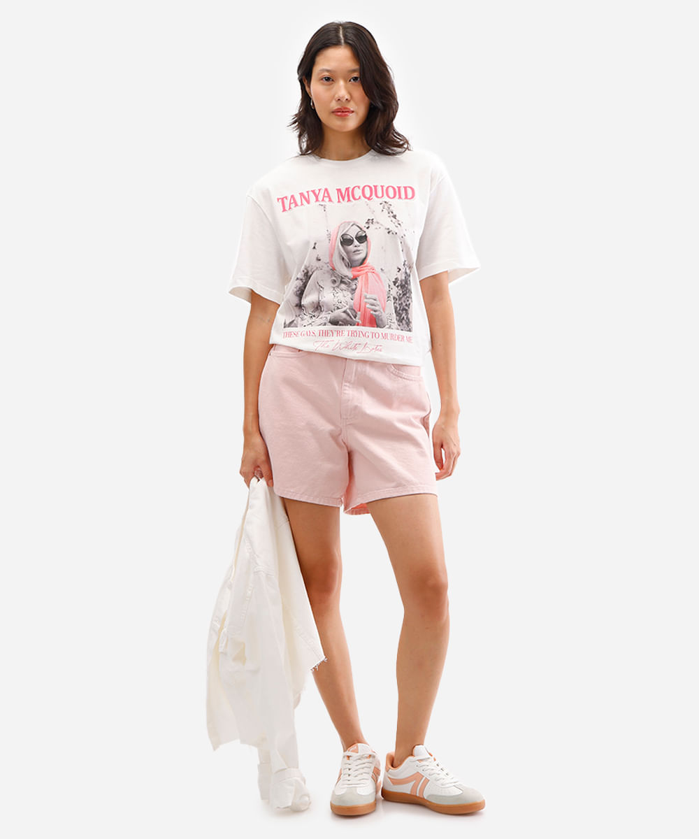 camiseta feminina de algodão the white lotus off white